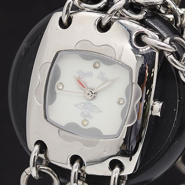 保/箱付 稼働 良品 BOSS HOSS QZ シルバー文字盤 レディース