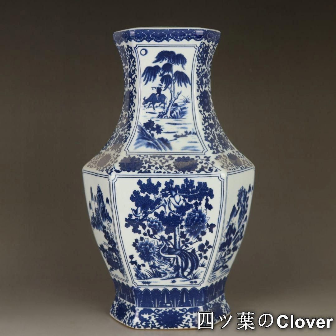 清乾隆青花花鳥六方蓋缶 砂糖缶 景徳鎮 陶磁器 装飾品 現代工芸品美術品 置物 清乾隆青花花鳥六方蓋缶 砂糖缶 景徳鎮 陶磁器 装飾品 現代工芸