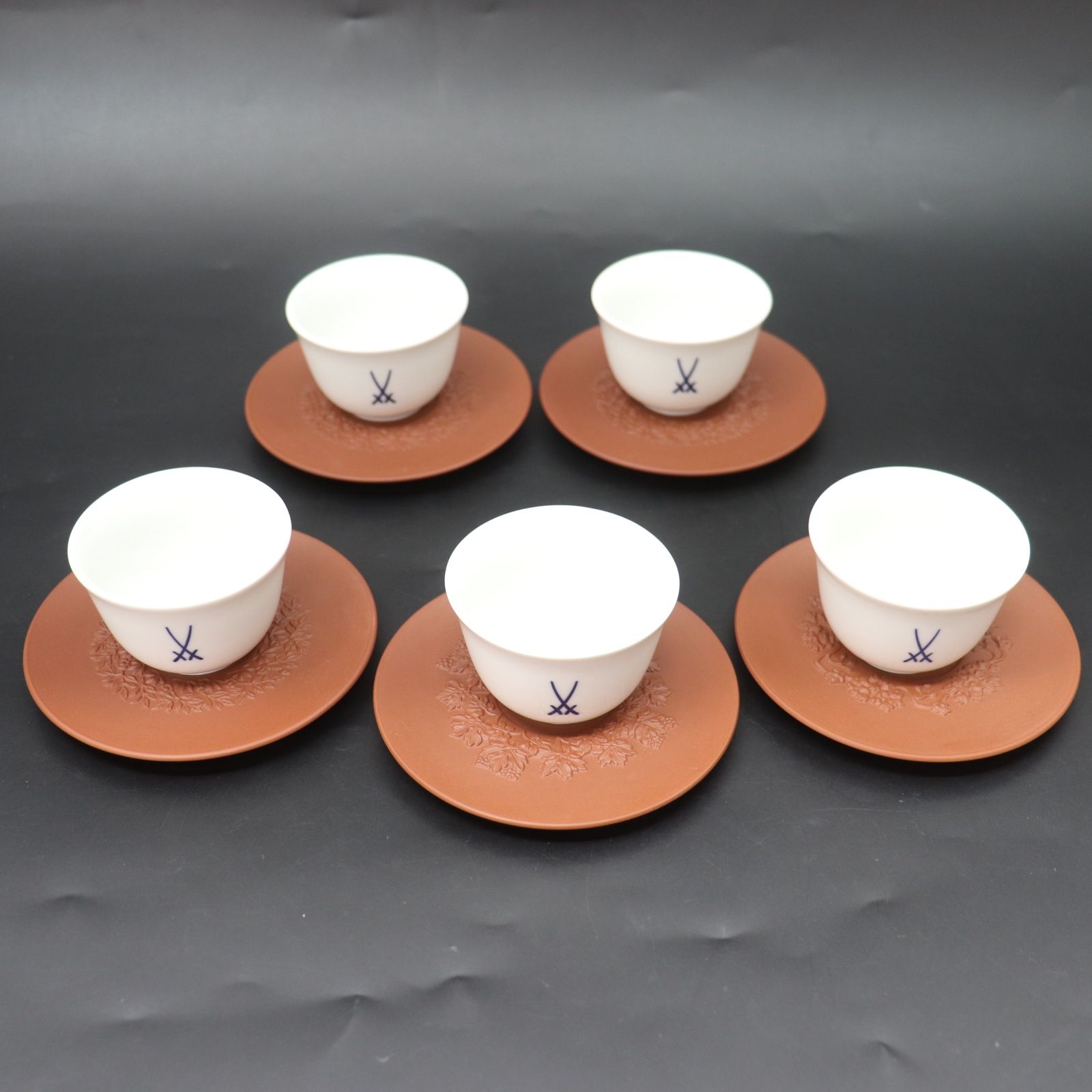 IT8MM9K7V19K Meissen マイセン カップ＆ソーサー5客 双剣マーク ジャパニーズカップ 日本茶 茶器 コップ 陶器 食器 キッチン ホーム ブランド