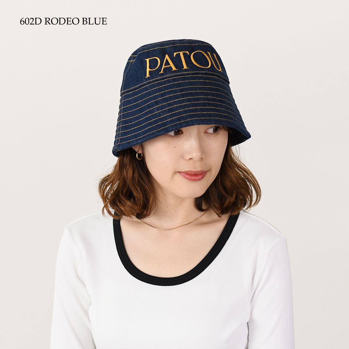 【美品】PATOU バケハ PATOU パトゥ 帽子 バケハ バケットハット デニム AC027 0008