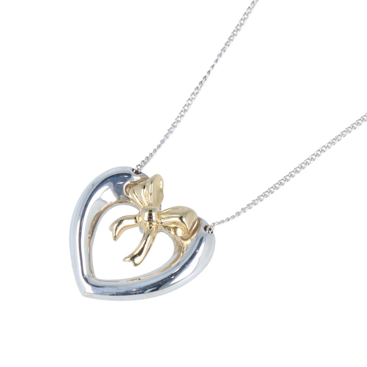 Tiffany & Co. 極美品 K18 コンビ ハート リボン ネックレス