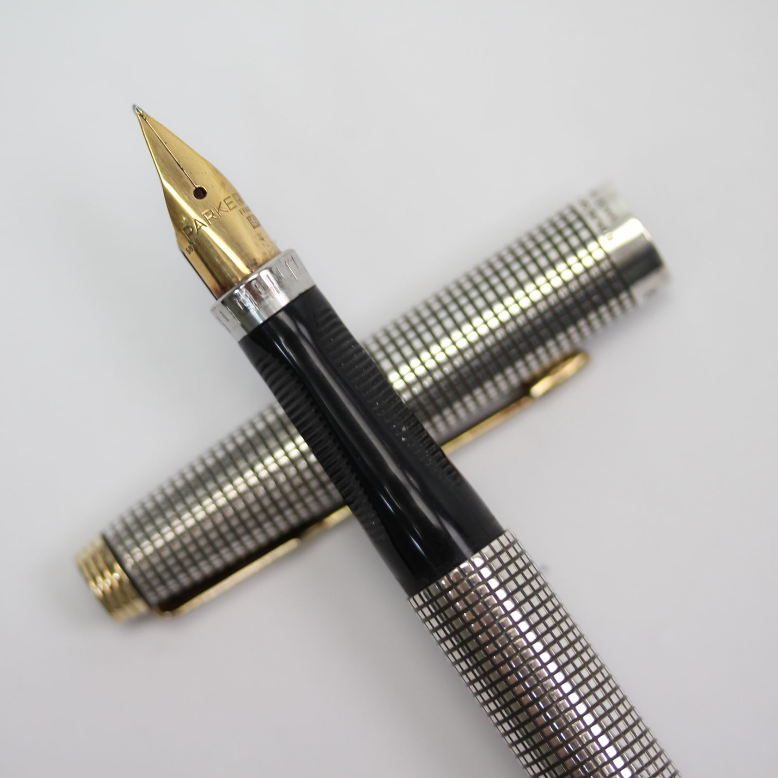 246 PARKER パーカー 75 万年筆 ペン先 14K 585 XF 細 キャップ バレル STERLING SILVER インクなし