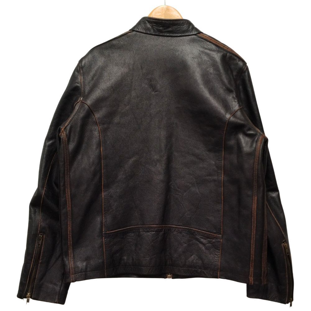 BLACK RIVET シングルレザー ライダースジャケット ブラック サイズXL
