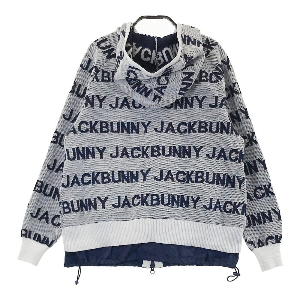サイズ：1 JACK BUNNY ジャックバニー  ニットパーカー 総柄 ホワイト系 [240101415884] ゴルフウェア レディース ストスト サイズ：1 JACK BUNNY ジャックバニー ニットパーカー 総柄