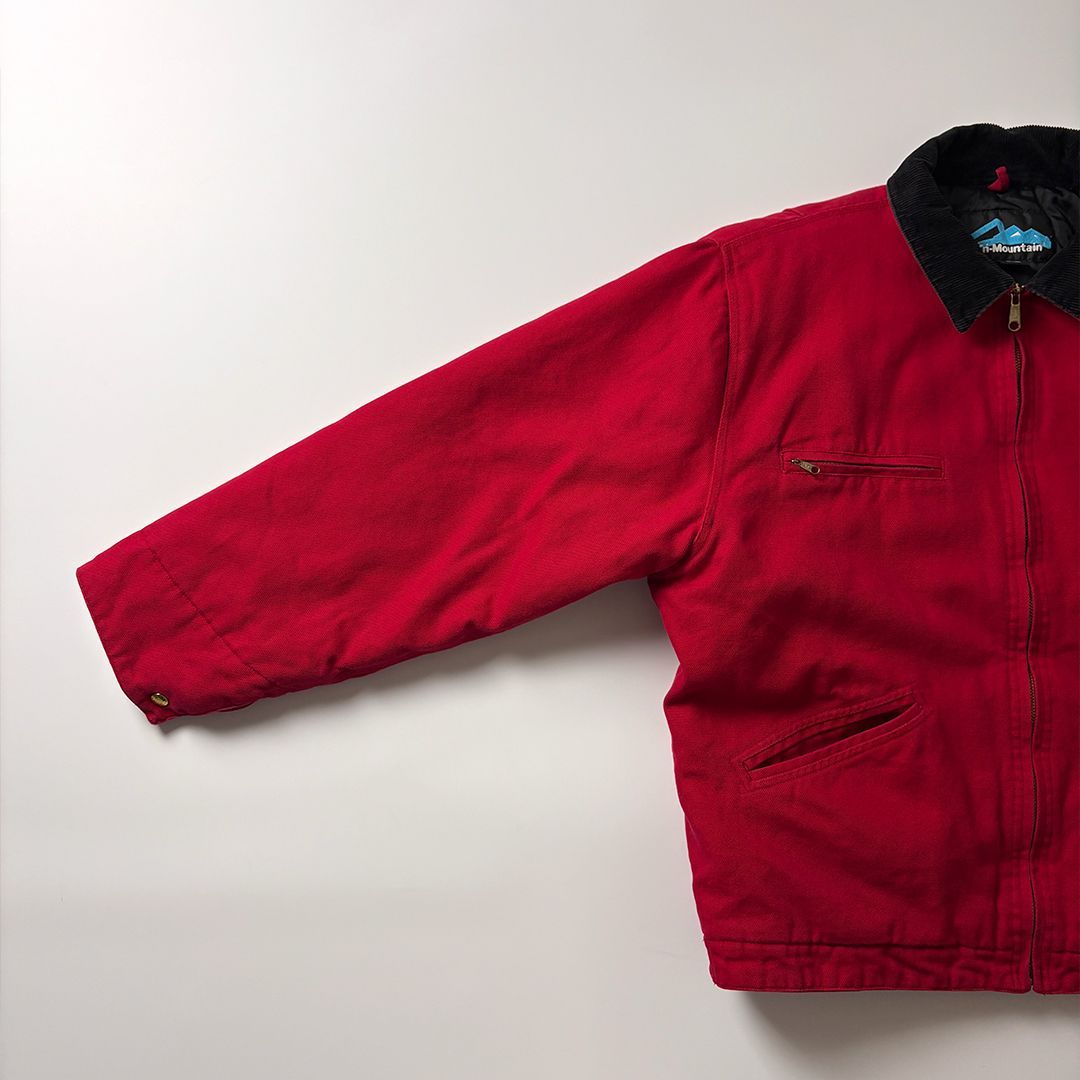 デトロイトジャケット L レッド 赤 企業ロゴ 襟コーデュロイ ダックジャケット デトロイトジャケット L レッド 赤 ダックジャケット 襟