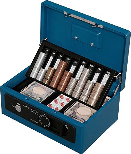 アイリスオーヤマ 金庫 手提げ金庫 ダイヤル式 ダブルロック A5 ダブルトレー ブルー SBX-A5 IRIS OHYAMA