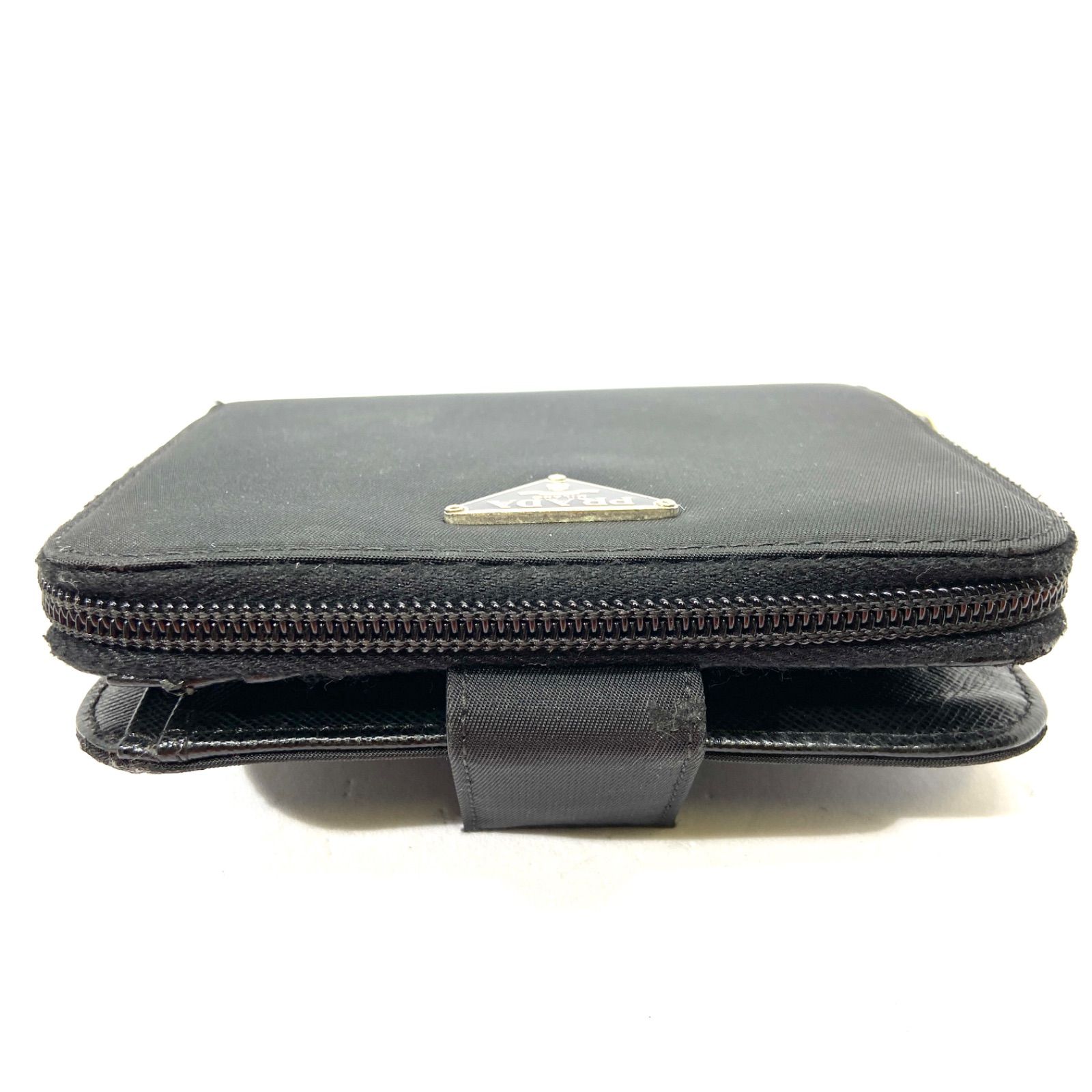 PRADA プラダ 二つ折り 財布 三角ロゴ ナイロン×レザー ファスナー