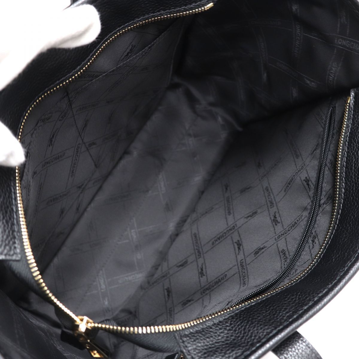 極美△LONGCHAMP ロンシャン ルフローネ オールレザー ショルダー 
