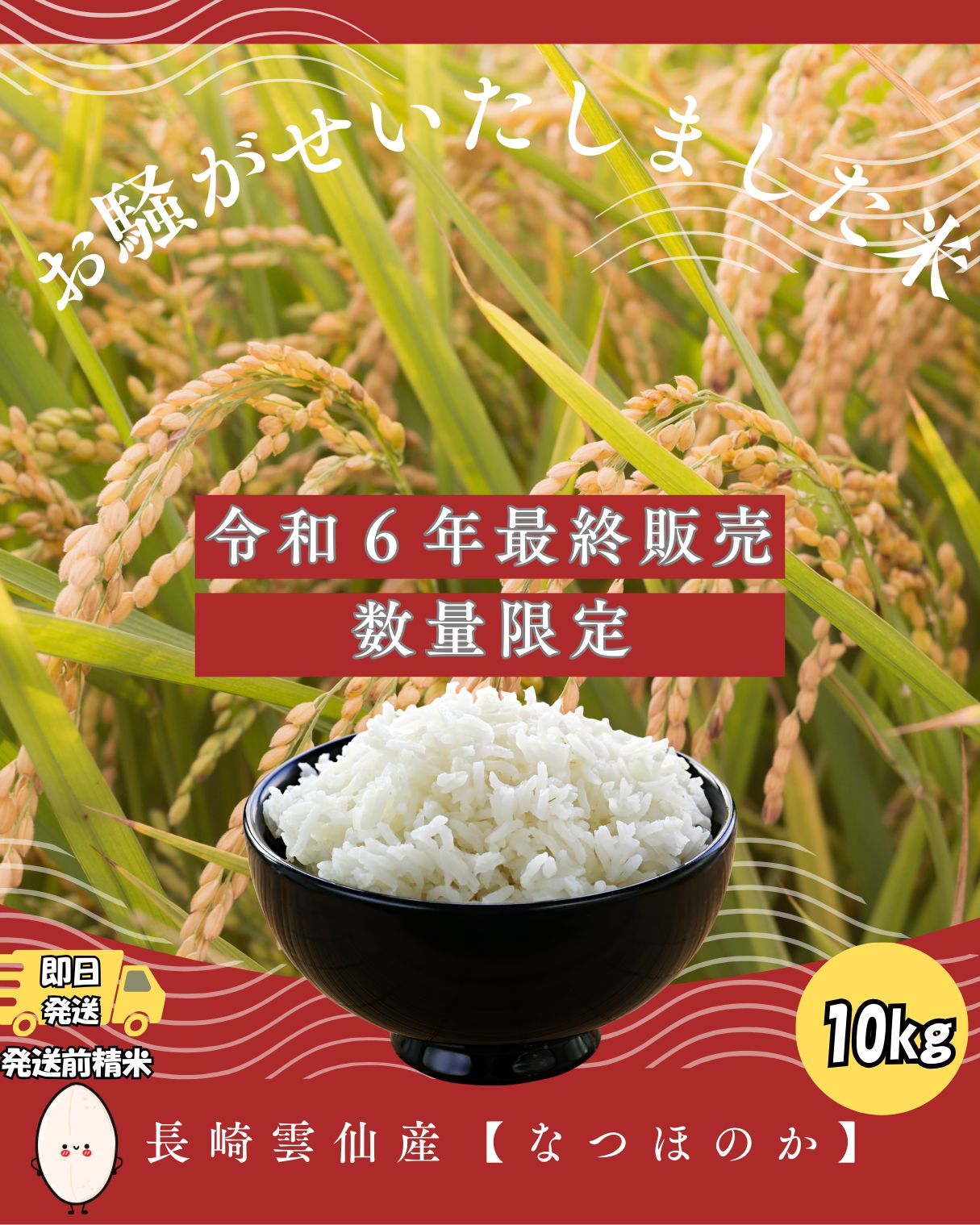 令和６年産 長崎県 雲仙産 なつほのか 玄米 精米 10 ㎏ 精米無料