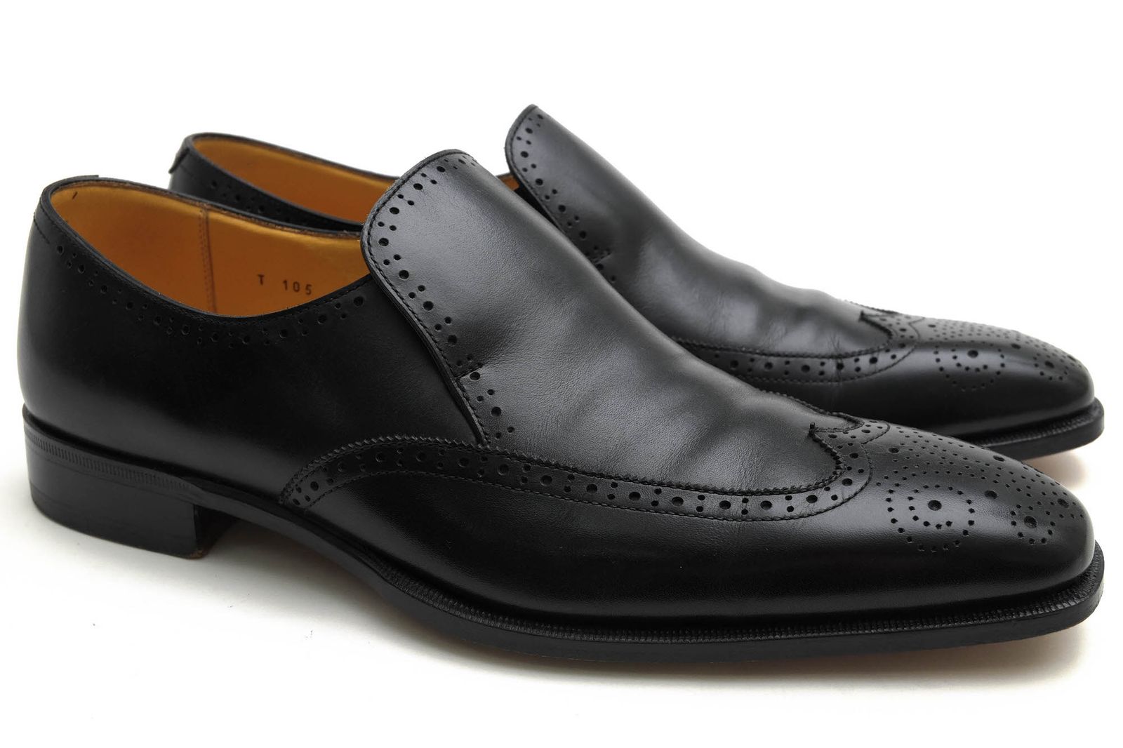 トレーディングポスト Trading Post ヴァンプローファー シューズ 靴 メンズ 男性 男性用 レザー 革 本革 ブラック 黒 T105 エラスティックシューズ ウイングチップ スリッポン グッドイヤーウェルト製法