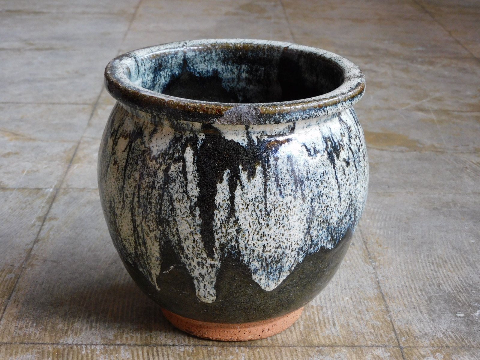 堤焼　植木鉢 東北民窯- 堤焼 水甕 HK-a-04226 / 水瓶 民藝 古民芸 見立て花器