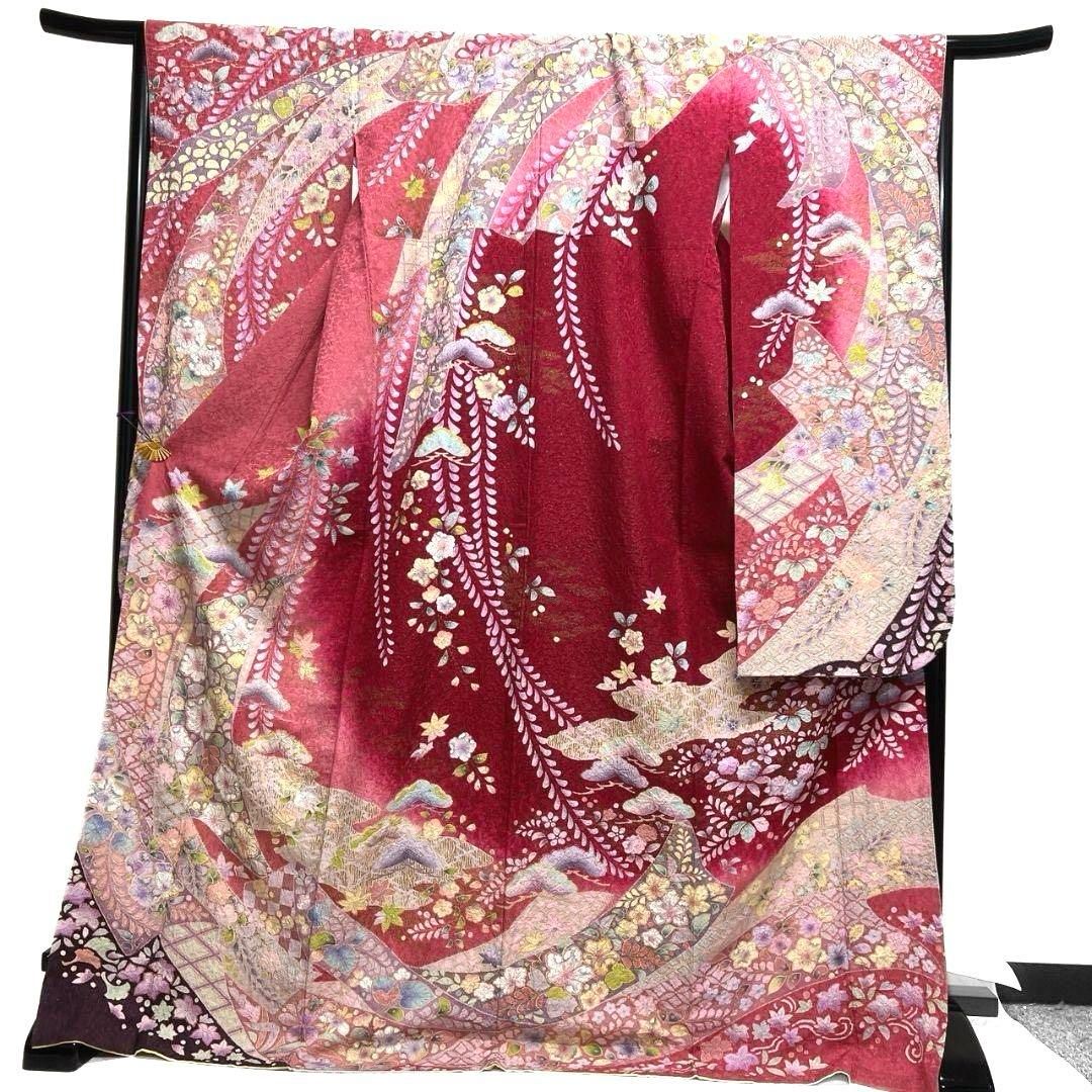 振袖　金通し　辻ヶ花　熨斗　七宝　藤の花　成人式 晴れの日 着物 045a 振袖 金通し 辻ヶ花 熨斗 七宝 藤の花 成人式 晴れの日 着物