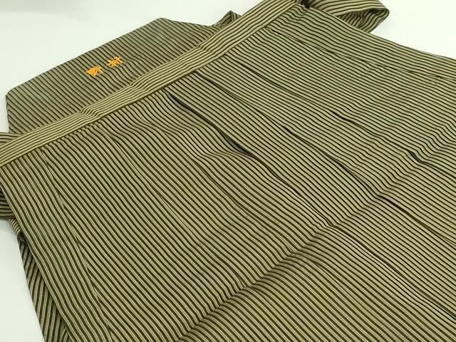 平和屋着物 上 夏物 男性 創業100年 毘龍織 安部吉 馬乗り袴 縦絽 縞 DZAA8848kh5