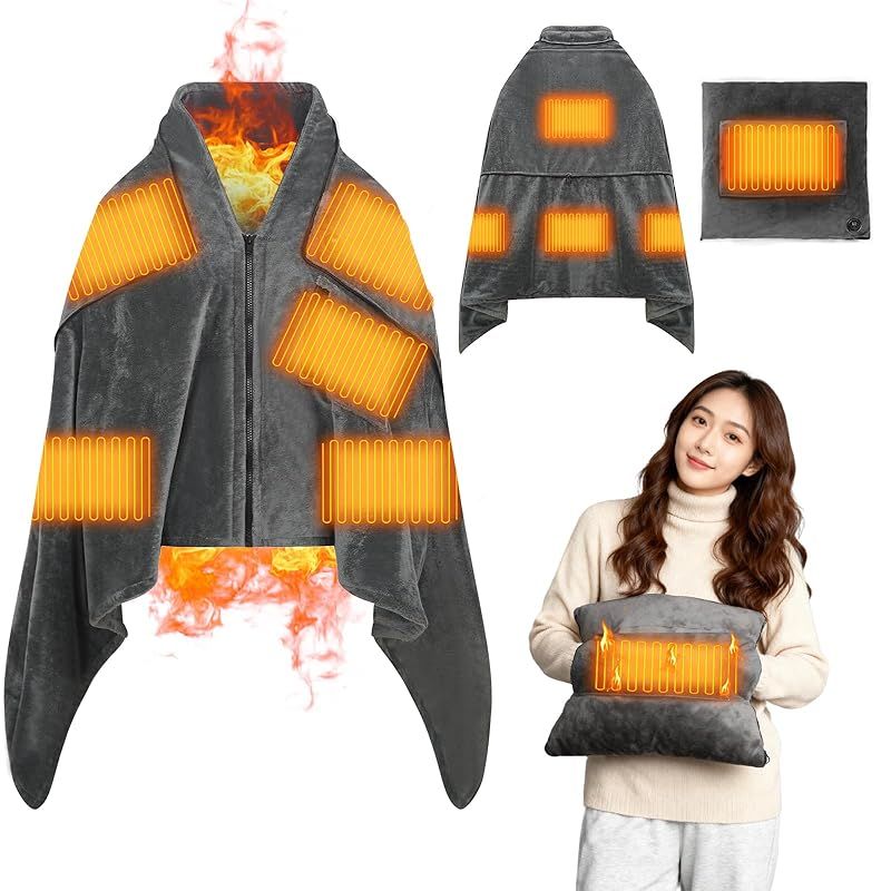 電気毛布 敷き 1枚多役 ひざ掛け 肩掛け ホット座布団はもちろん 抱き枕や暖房ポケットにも変身 電気毛布 掛け 厚手生地で暖かい 3段階温度調整 8本炭素繊維で均一発熱 過熱保護 省エネ 洗える 電気ひざ掛け 寒さ対策 屋内屋外で大活躍 大型サイズ 16 1