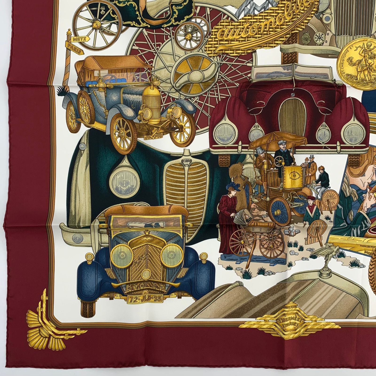 エルメス　HERMES 　スカーフ　カレ90　オートモービル HERMES エルメス カレ90 スカーフ Autimobile オートモービル