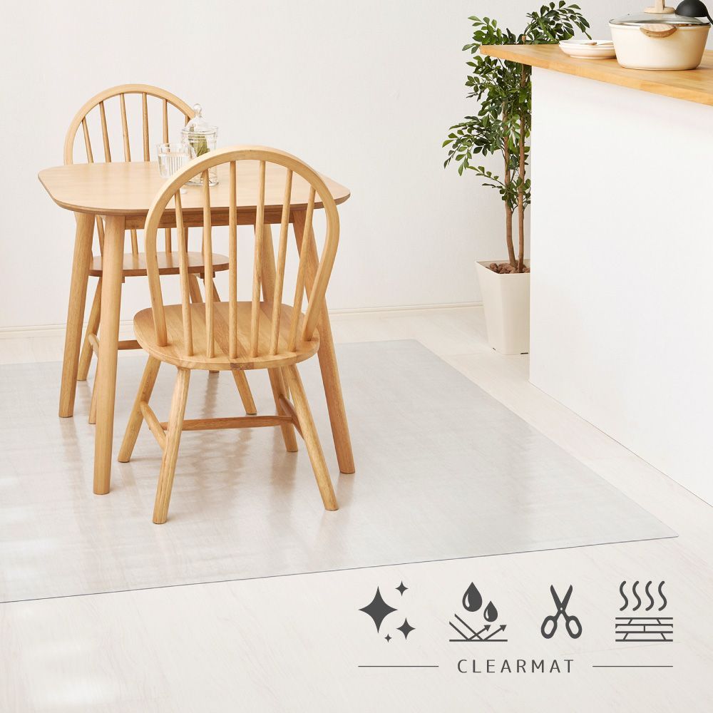 約180×300cm クリアダイニングラグ フリーカット 撥水シート チェア用保護マット 8602