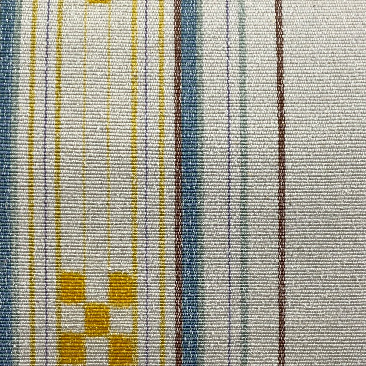 名古屋帯 琉球かすり 松葉仕立て 八寸名古屋帯 縞 幾何学模様 クリーム 正絹