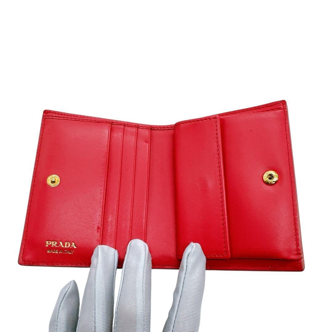 プラダ 1MV204 サフィアーノ リボン 二つ折り財布 PRADA 美品