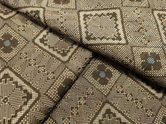 平和屋着物○希少 本場大島紬 龍郷絣 7マルキ 花菱文 正絹 逸品  