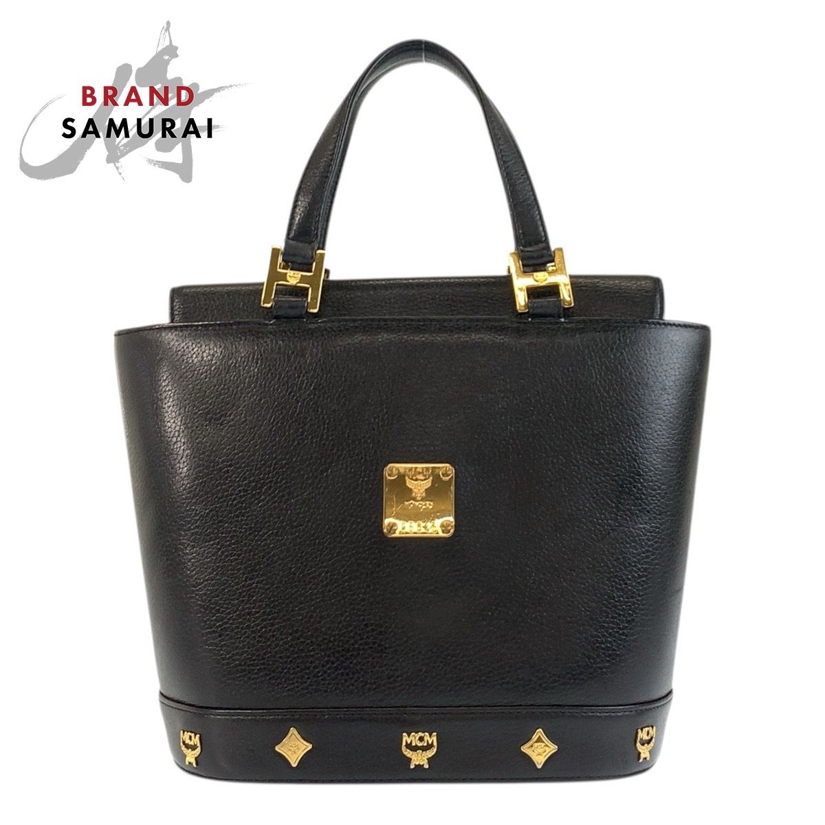 美品 MCM エム シー エム ブラック 黒 ゴールド金具 レザー