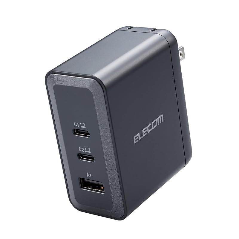 【在庫セール】エレコム USB PD 充電器 100W 3ポート Type-C USB-A GaN採用 PPS対応 3台同時充電 折りたたみ式プラグ PSE技術基準適合 [iPhone15 iPad Macbook スマートフォン、タブレット、パソコンなど