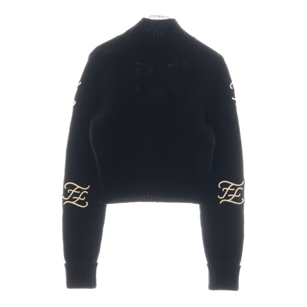 FENDI フェンディ FF刺繍 カリグラフィ ウール ハイネック ニット セーター ブラック レディース FZY891 AA5B FENDI (フェンディ) FF刺繍 カリグラフィ ウール ハイネック