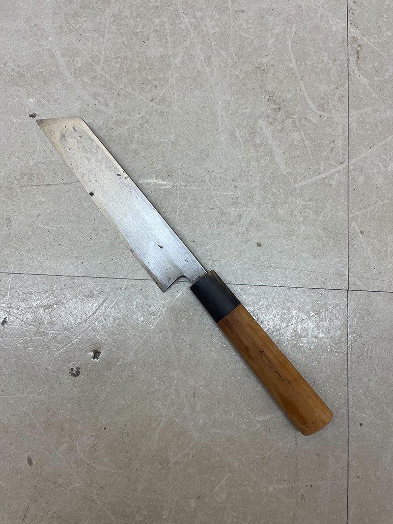 難あり 鉄剱良政作 むきもの包丁 刃渡り約17cm 鞘付