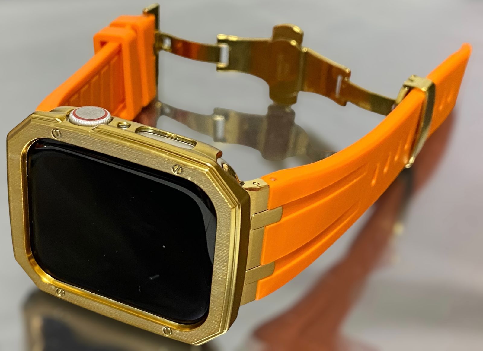 ゴールド オレンジ アップルウォッチ ラバーベルト Apple Watch ケース カバー 40mm 41mm 44mm 45mm 49mmApple Watch 用