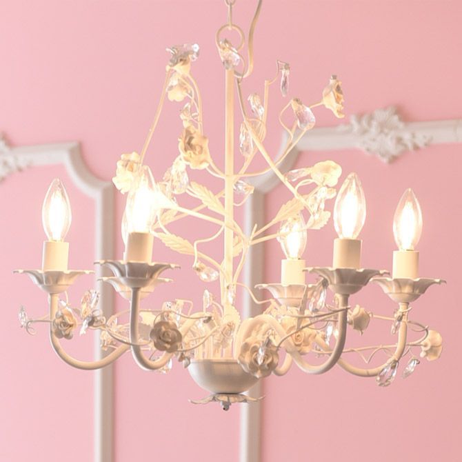 LEDライト付シャンデリア 6灯 プリンセスホワイトROSE 簡単取付 天井照明 LED電球対応 北欧 アンティーク クラシック 4004