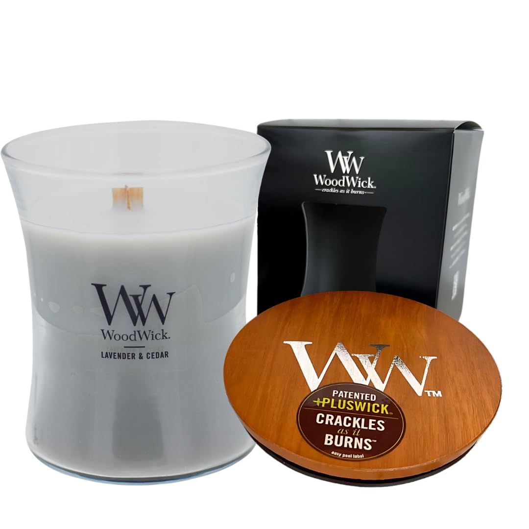 WoodWick ウッドウィック ジャーキャンドルM キャンドル 焚き火の音がするキャンドル ギフト 女性 プレゼント 香り アロマ (ラベンダー＆シダー) [ラベンダー＆シダー]