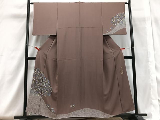 平和屋着物○訪問着 紗袷 手描き 草花文 やまと誂製 正絹 逸品