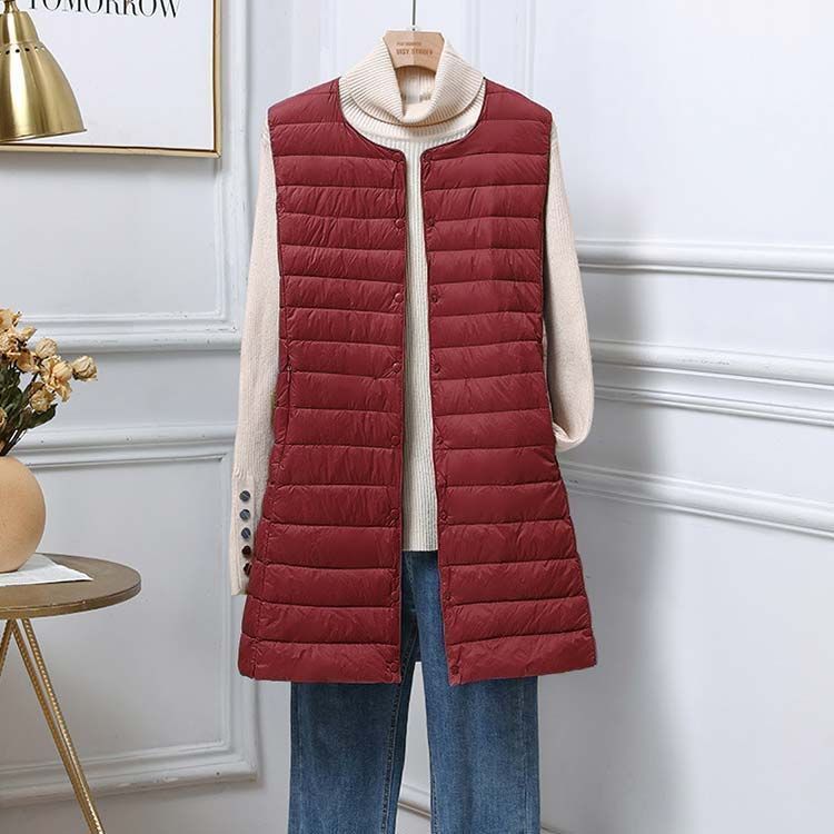 全9色 インナーダウンベスト レディース ベスト ノースリーブ あったか アウトドア ダウンベスト 40代 軽量 ロングベスト ミドル丈 無地 通勤 通学 40代 おしゃれ 防寒 通勤 アウター 秋冬 wunib1566