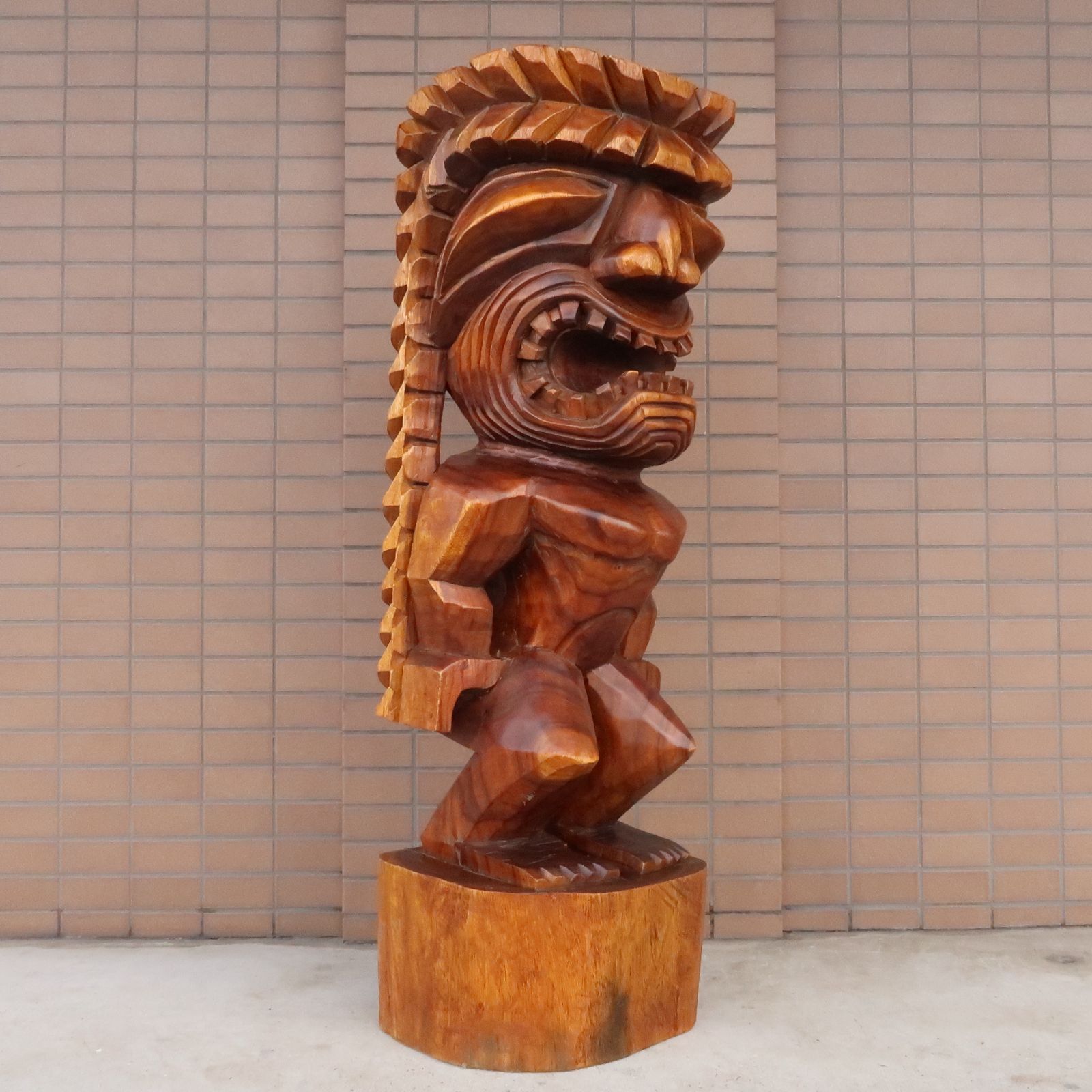 ティキ木彫りカナロア TIKI 木製スワール無垢材 ハワイアン雑貨 70cm