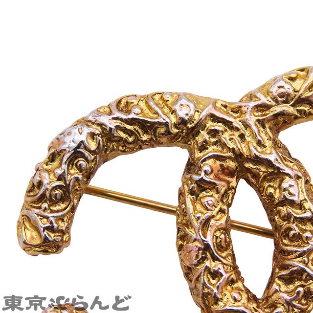 CHANEL シャネル 溶岩　ヴィンテージ ブローチ ゴールド メタル シャネル CHANEL ココマーク 溶岩 ブローチ 93A ゴールド メタル