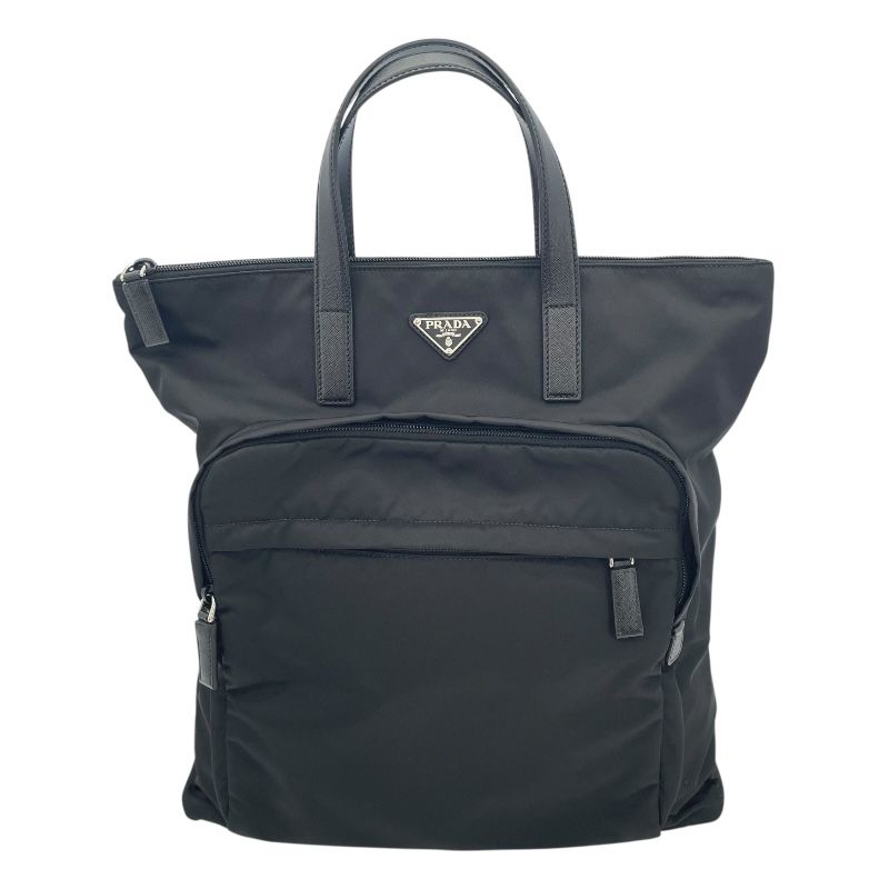 プラダ PRADA Re-Nylon サフィアーノ レザートートバッグ 2VG098 ブラック ナイロン メンズ トートバッグ