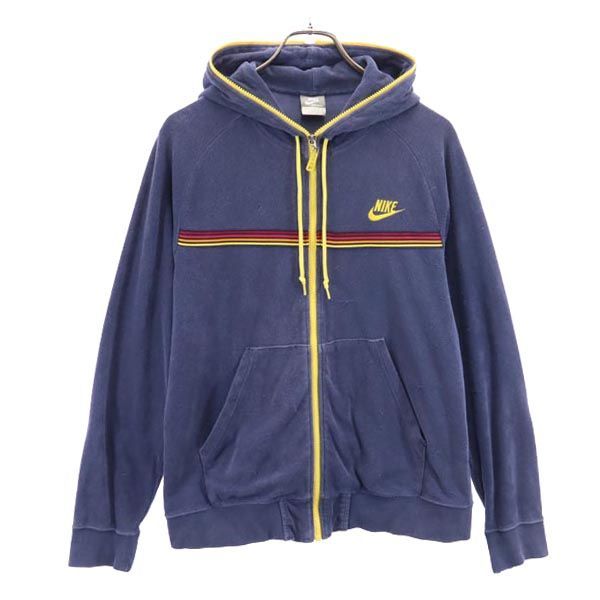 ナイキ 長袖 パイル地 ジップパーカー M ネイビー系 NIKE メンズ 古着 【231203】