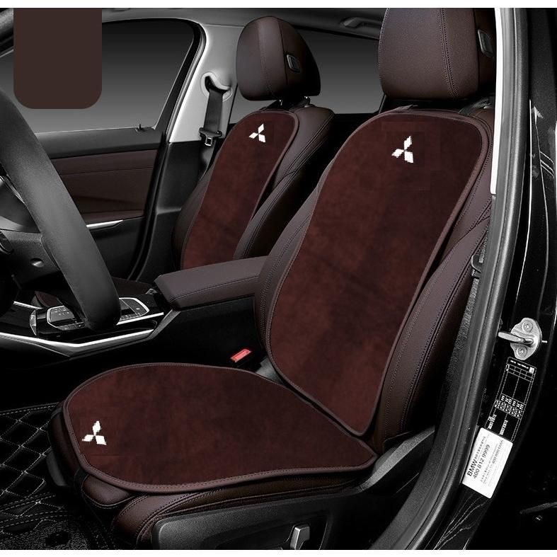◆三菱 MITSUBISHI◆ブラウン◆車の座布団 シートカバー 前座席用1枚+背もたれ1枚 フランネルのクッション 運転席/助手席用 滑り止め dyza qtm