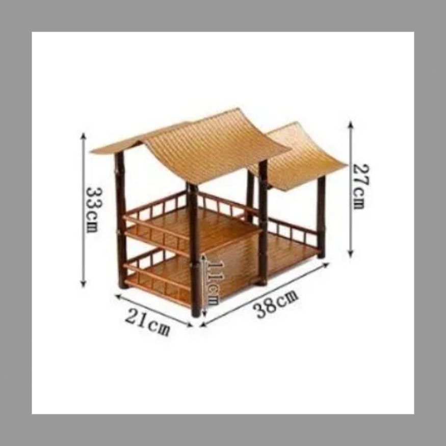  竹製品畳茶棚囲炉裏煮茶禅意梅鹿竹軒置物収納棚双層茶碗棚 その他 日本茶用品 茶器