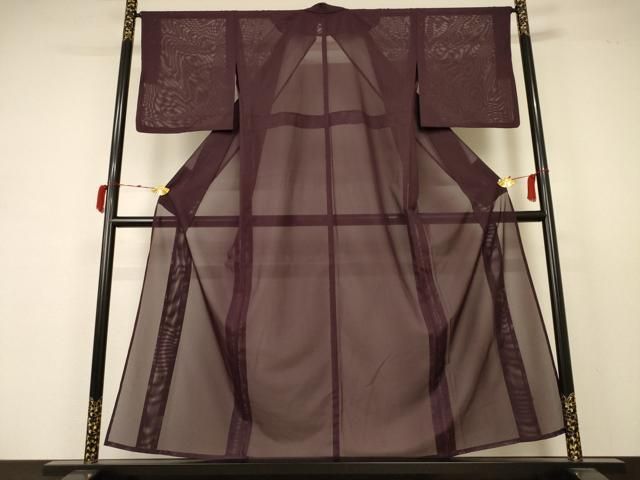 平和屋着物＊夏物 色無地 絽 黒鳶色 洗える着物 AABB2621jd