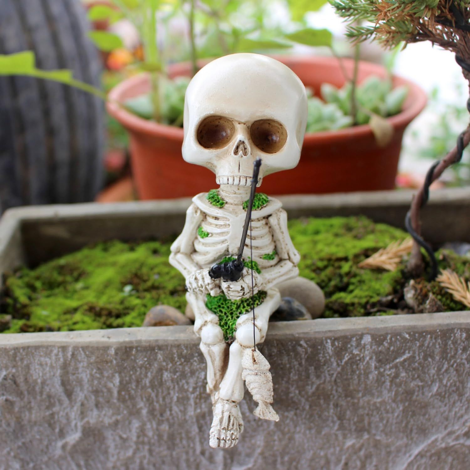 まもなく終了 ホワイト 水族館 装飾品 面白い小道具 可愛い インテリア雑貨 怖い ゴシック デコレーション スカルオーナメント ガーデンオーナ 骸骨 髑髏 ミニチュア 釣りのスカル スカル置物 ハロウィン飾り COSSA