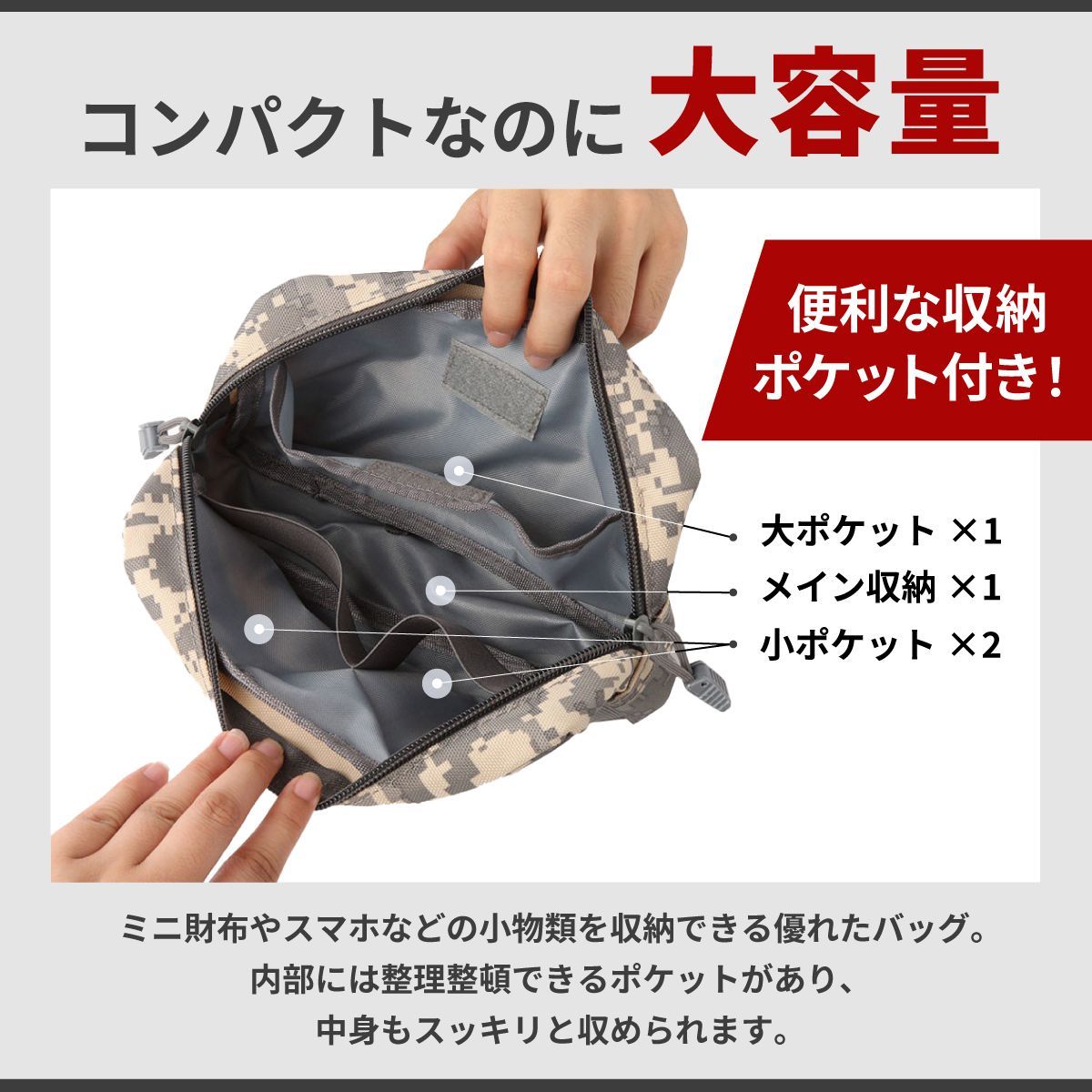 迷彩　コンビバックパック　サイドポーチ付き【新品・未使用品】 Amazon | 収納サイドバイクポーチ - オートバイサイドポーチ