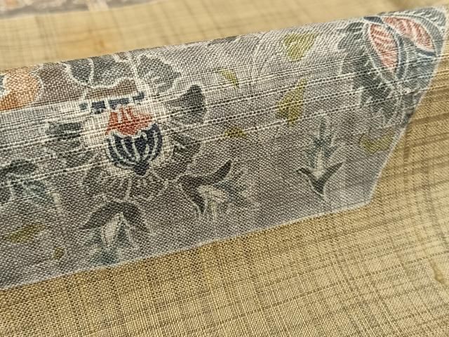 平和屋着物●染織の名門　しょうざん  生紬　訪問着　横段更紗花文　暈し染め　正絹　逸品　AAAU8281zg 平和屋着物○染織の名門 しょうざん 生紬 訪問着 横段更紗花文 暈し