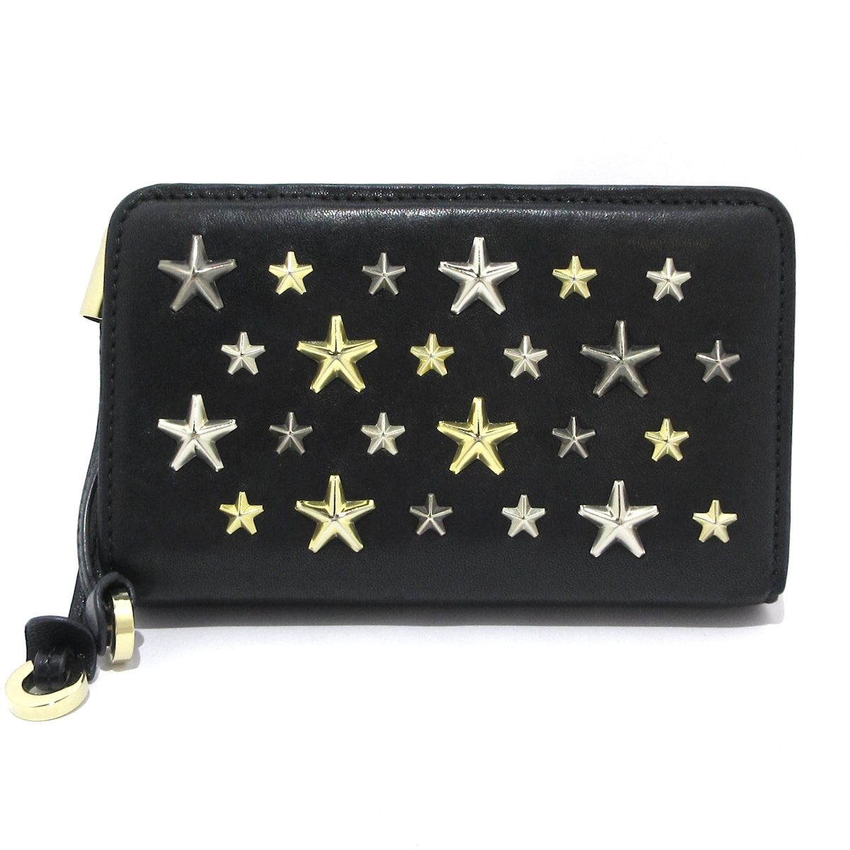 【極美品】ジミーチュウ☆二つ折り財布☆黒☆レザー☆MYAH☆CLF｜192 JIMMY CHOO(ジミーチュウ) 2つ折り財布 ミーラ (MEERA) 黒