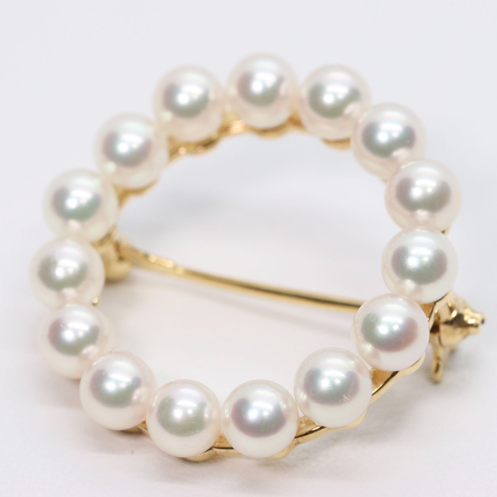 ミキモト K18 サークル ブローチ ベビーパール 24-3371S