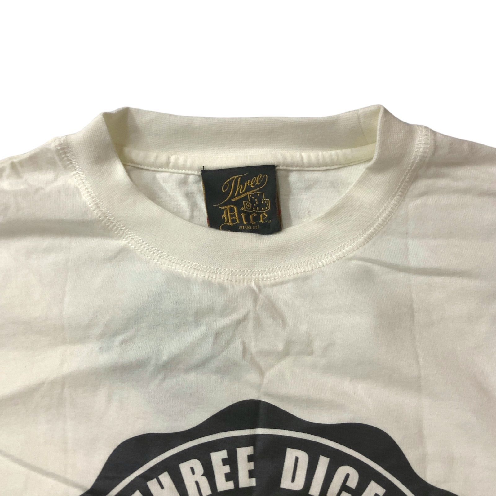 中古品】THREE DICE スリーダイス Tシャツ プリント クルーネック 半袖 