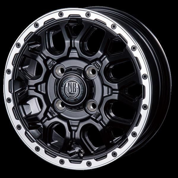 12インチアルミホイール 4本セット 軽トラ 軽バン MUD BAHN XR-800M MBK RPブラックリムPOL 12-4.0 12-4.00B