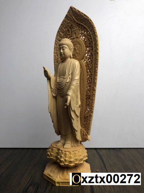 最新作☆極上の木彫☆仏像☆彫刻 木彫 阿弥陀仏立像☆高28cm