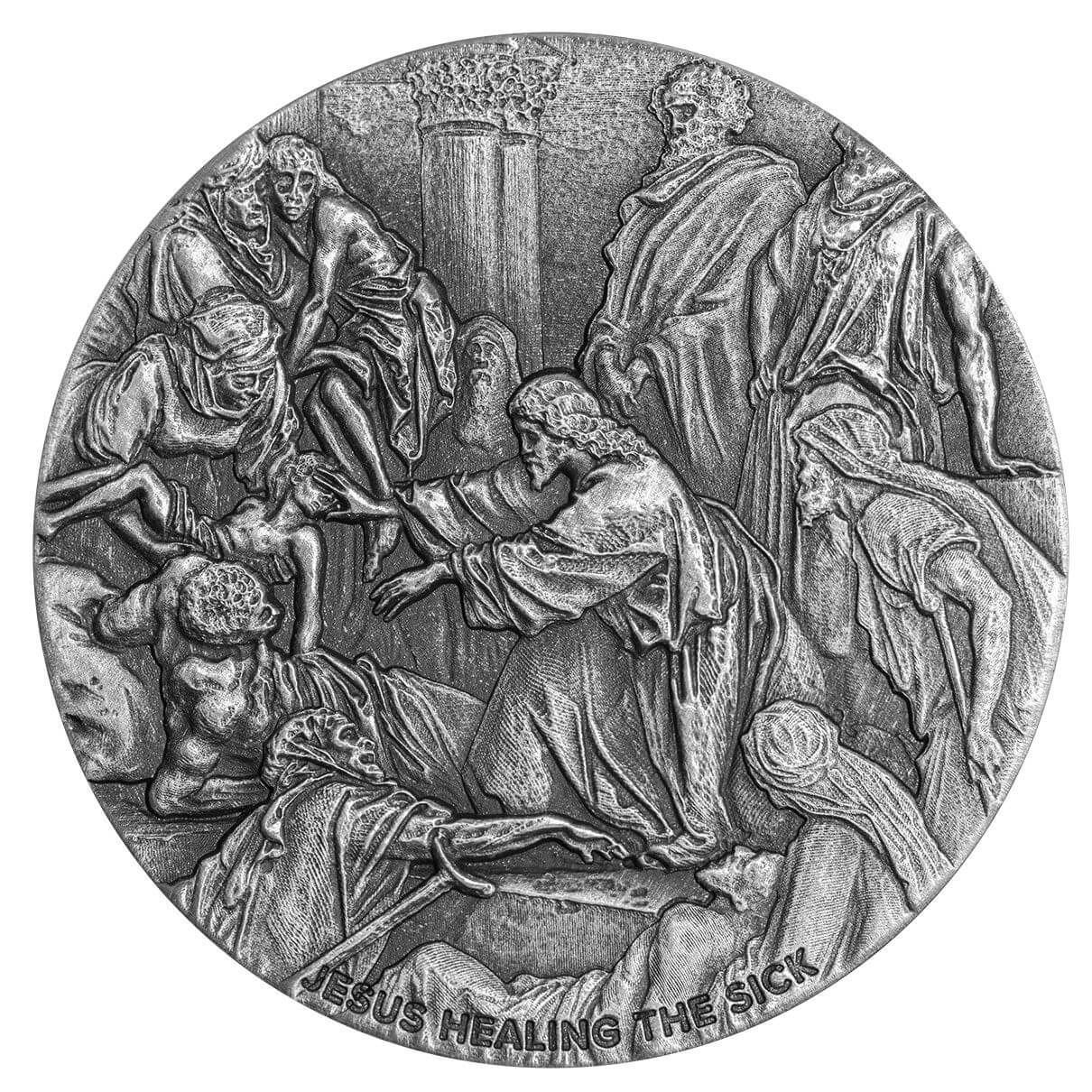 [保証書付き] 2022年 (新品) ニウエ「聖書シリーズ・イエスの癒し」純銀 2オンス アンティーク 銀貨