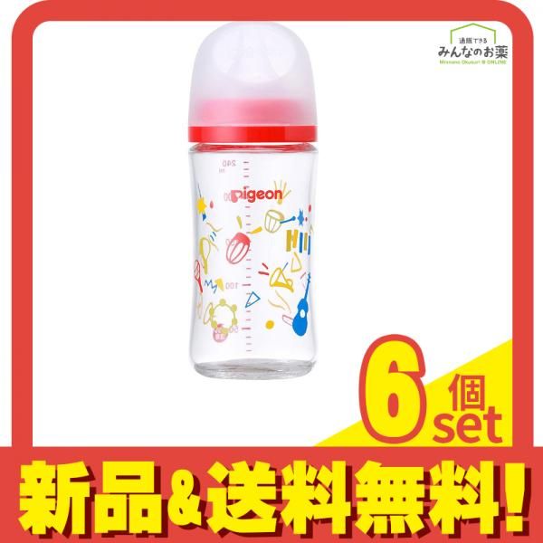 ピジョン 母乳実感 哺乳びん 耐熱ガラス製 Music 240mL 6個セット まとめ売り