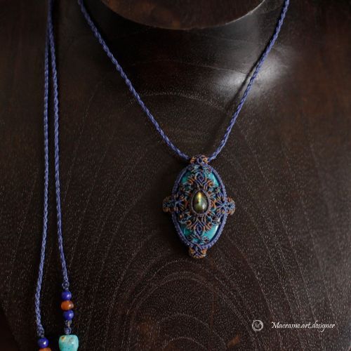 マクラメ編み クリソコラ ラブラドライト ネックレス USTAUSTRALIA_COM_AU